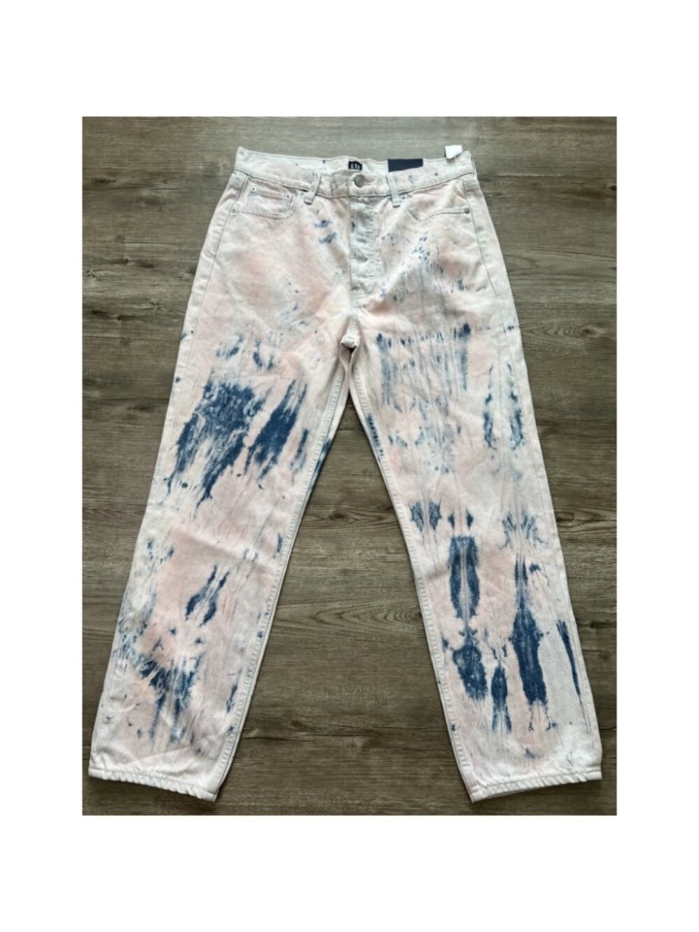 Gap High Rise Cheeky Straight Ankle Jeans Womens 10 Pink Blue Paint Splatter NWT